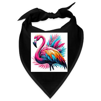 Rosa Flamingo - Bandana - Schwarz - Vorne