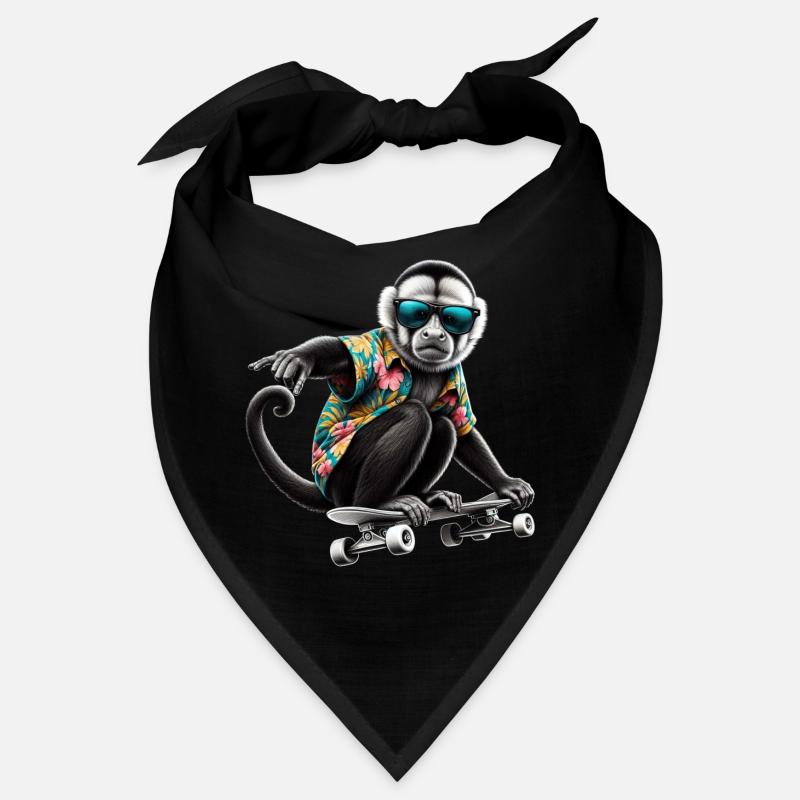 A cool monkey on a skateboard Bandana