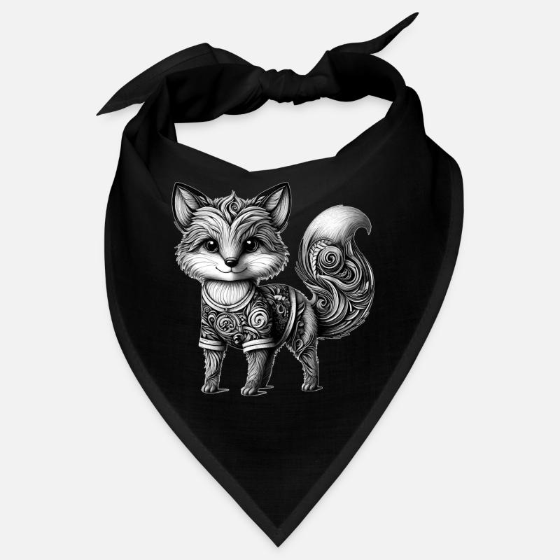 Artfully designed fox in black and white Bandana