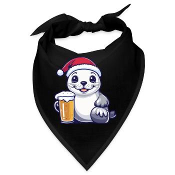 Robbe Tier Weihnachten Bier - Bandana - Schwarz - Vorne