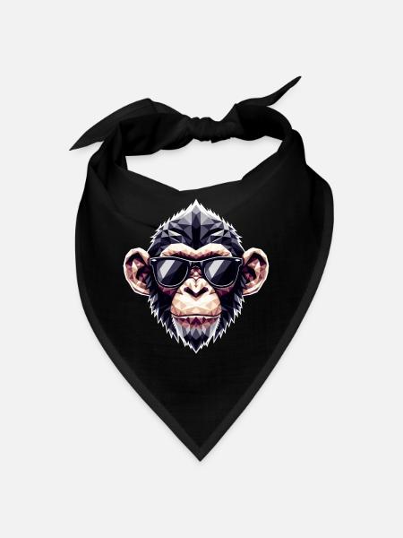 Affe Brille Polygon - Bandana - Schwarz - Vorne