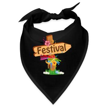 liebevoll gestalteter Wegweiser im Festival-Stil - Bandana - Schwarz - Vorne