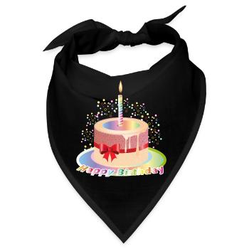 Buntes Geburtstags-Törtchen Motiv mit Kerze - Bandana - Schwarz - Vorne
