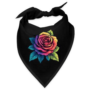 Rose Blume - Bandana - Schwarz - Vorne