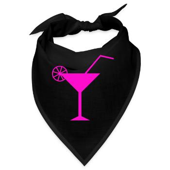 Neon Pink Cocktail Illustration - Bandana - Schwarz - Vorne