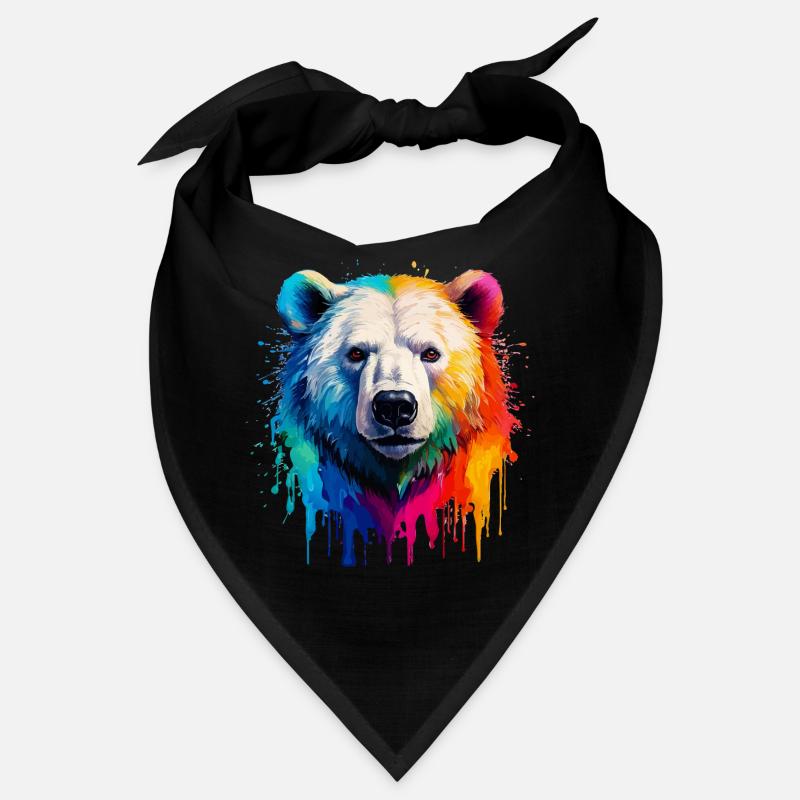 Colorful Polar Bear Head with Gradient Bandana