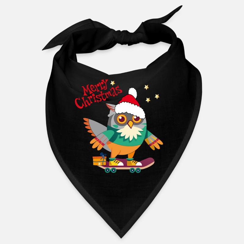 Hibou de Noël sur planche à roulettes Bandana