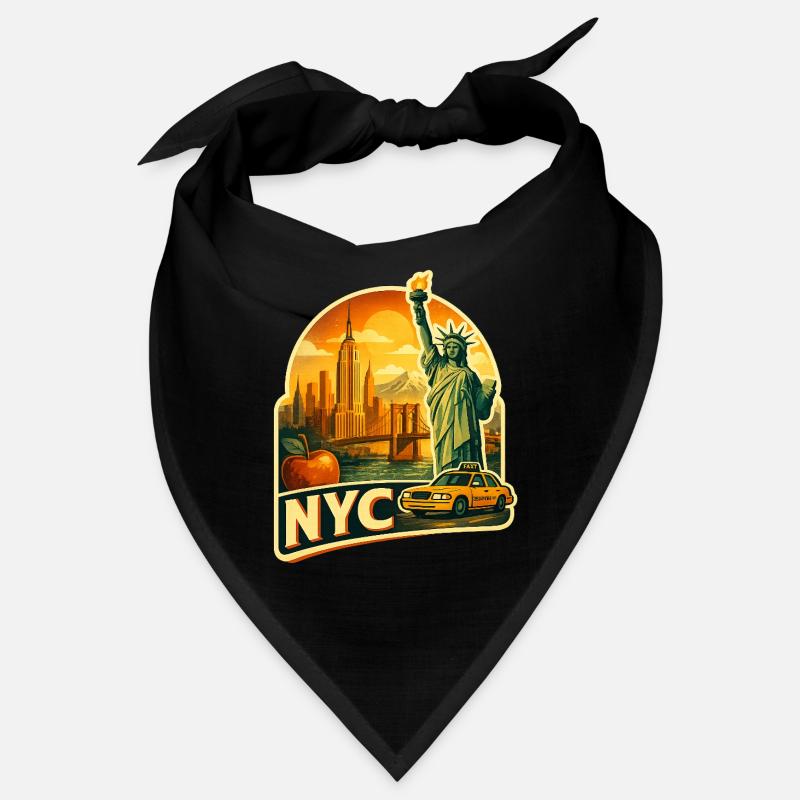 Retro NYC Skyline-Aufkleber - Bandana - Schwarz