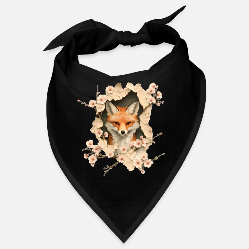 Fuchs mit Kirschblüten - Bandana - Schwarz