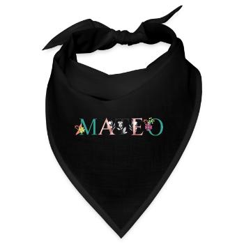 MATEO Namenskunst mit gestickten Blumen - Bandana - Schwarz - Vorne