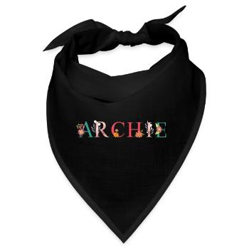 ARCHIE Namenskunst mit gestickten Blumen - Bandana - Schwarz - Vorne