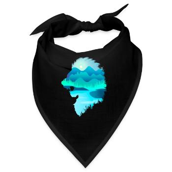 Löwe am Abend kurz vor der Jagt - Bandana - Schwarz - Vorne