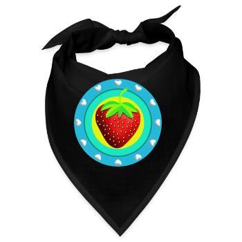 Erdbeere und Herzen - Bandana - Schwarz - Vorne
