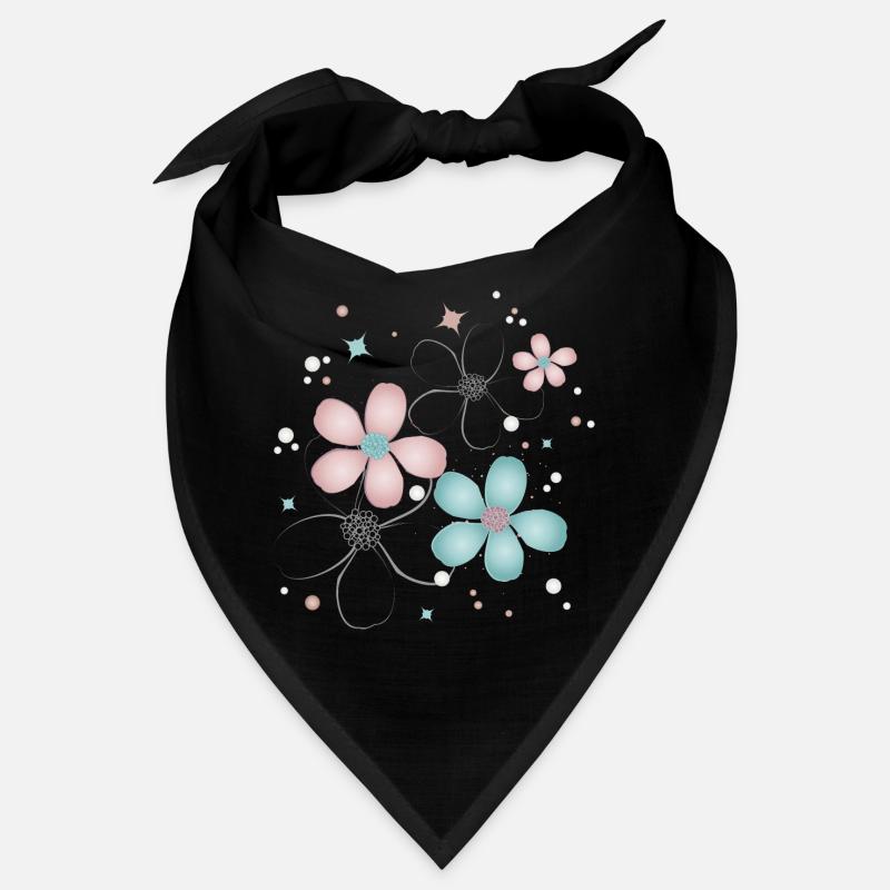 delicate flowers in pink and turquoise Bandana