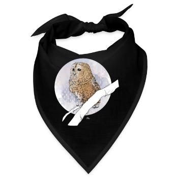 Kleiner Kauz auf Muster in Pastellfarben - Bandana - Schwarz - Vorne