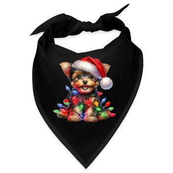 Festlicher Hund mit Lichterkette - Bandana - Schwarz - Vorne