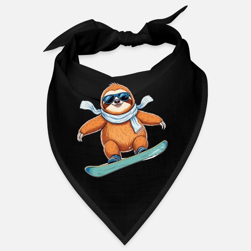 Snowboard Sloth Winter Cool Funny Cartoon Bandana