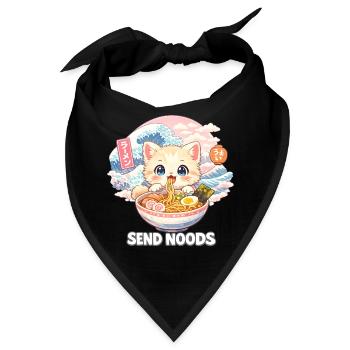 Ramen Nudeln Katzenliebhaber Retro Kawaii Katzen - Bandana - Schwarz - Vorne