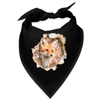 Fuchs mit Kirschblüten - Bandana - Schwarz - Vorne