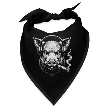 Pig DJ with Smoke - Bandana - Schwarz - Vorne