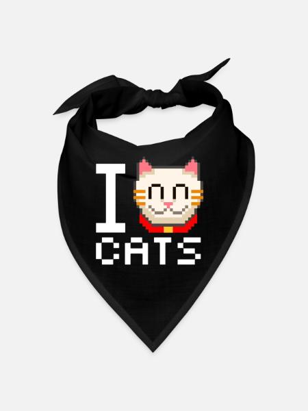 I Love Cats - Bandana - Schwarz - Vorne