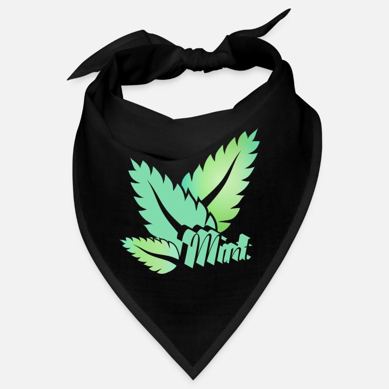 stylized green mint leaves with typography Bandana