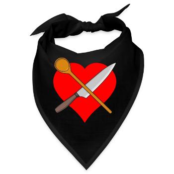 Herz Koch Kochlöffel Messer Kochkunst Restaurant - Bandana - Schwarz - Vorne