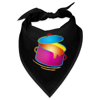 knallig bunter Kochtopf mit Deckel - Bandana - Schwarz - Vorne