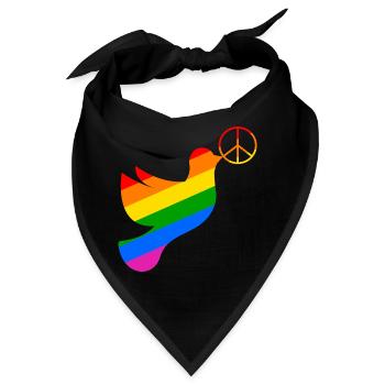 Friedenstaube in regenbogenfarben mit Peacezeichen - Bandana - Schwarz - Vorne
