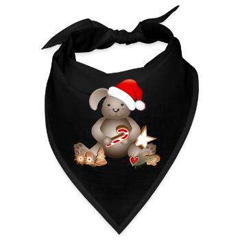 goldiger Hase für Weihnachten mit Weihnachtsmütze - Bandana - Schwarz - Vorne