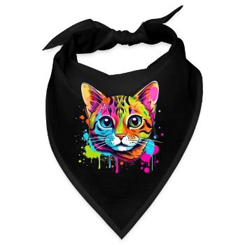 Streetstyle Katze Graffiti Kunst Streetart - Bandana - Schwarz - Vorne