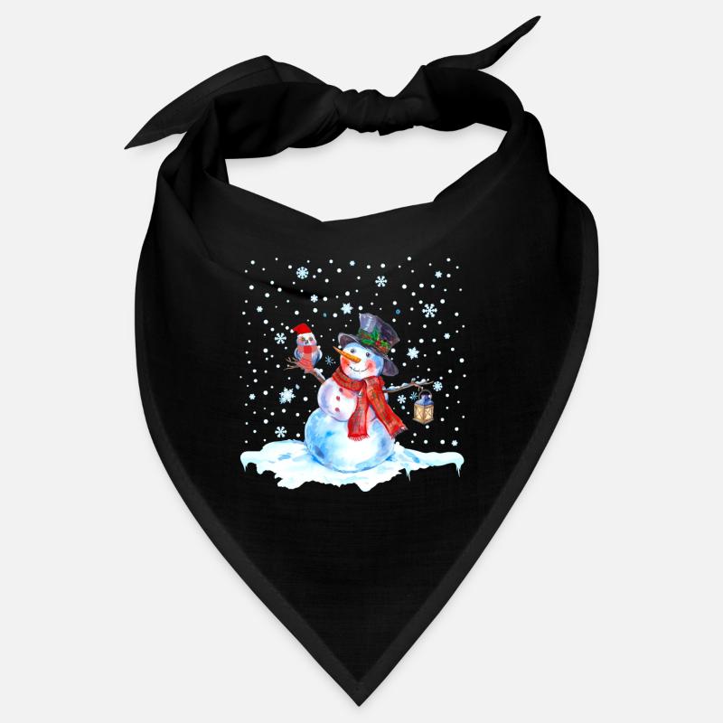 Weihnachten Nostalgie Schneemann mit Eule, Laterne Bandana