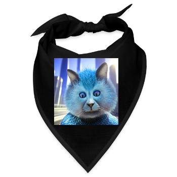 Schielende Katze,Katze, schielen, blaue Augen - Bandana - Schwarz - Vorne