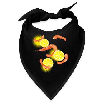 Garnelen oder Shrimps mit Zitronen Scheiben - Bandana - Schwarz - Vorne