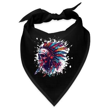 Indianer Häuptling Totenkopf - Bandana - Schwarz - Vorne