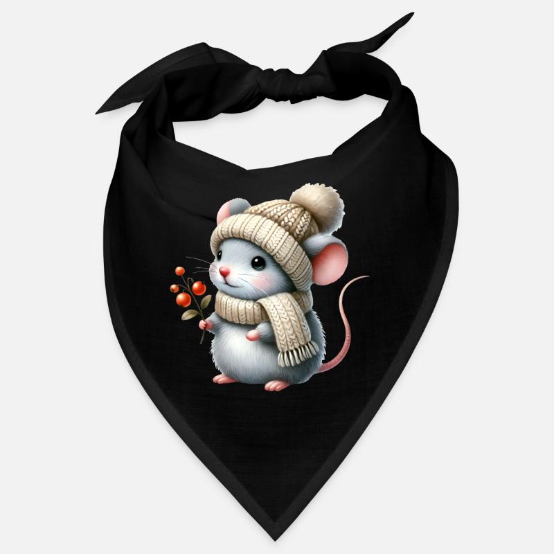 Adorable mouse with a warm knitted hat Bandana