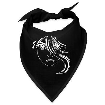 Weißes Manga-Gesicht - Bandana - Schwarz - Vorne