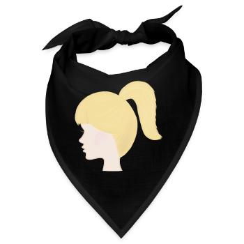 Blonder Pferdeschwanz Porträt Puppe Spielzeugpuppe - Bandana - Schwarz - Vorne