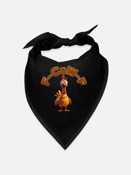 F-Caw Cartoon Rooster | funny pictures, lifestyle - Bandana - black - Front