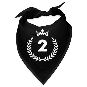Zahl Zwei mit Krone und Lorbeer - Bandana - Schwarz - Vorne