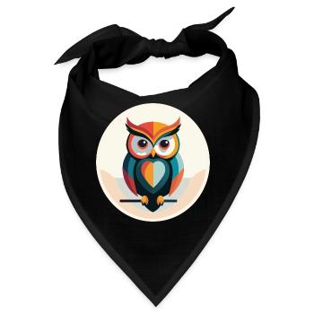 Moderne Eule – Farbige Tierillustration - Bandana - Schwarz - Vorne