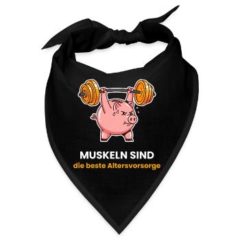 MuskelSchwein: Fitness Spruch Altersvorsorge - Bandana - Schwarz - Vorne