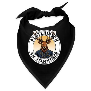 Platzhirsch Stammtisch T-Shirt Motiv - Bandana - Schwarz - Vorne