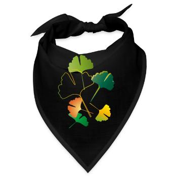 herbstliche Ginkgo Blätter teilweise nur Outlines - Bandana - Schwarz - Vorne