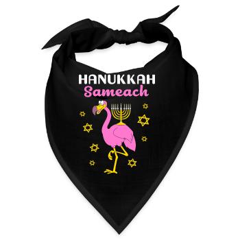Hanukkah Hanukah Flamingo Menorah - Bandana - Schwarz - Vorne