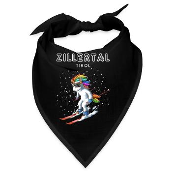Zillertal Tirol Österreich Retro Ski Einhorn - Bandana - Schwarz - Vorne