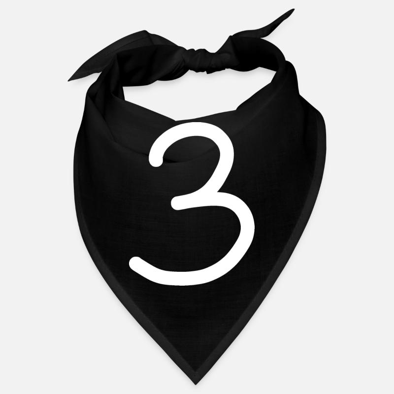 3 Number three number white Birthday Bandana