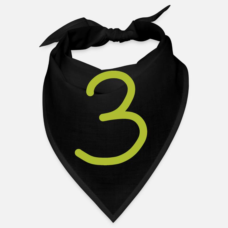 3 Numéro trois anniversaire vert Bandana