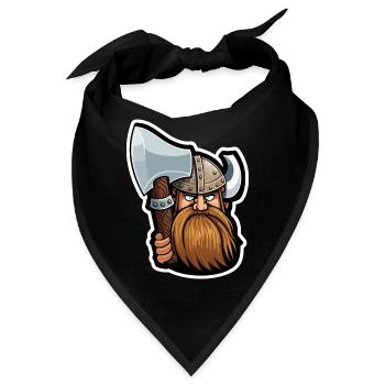 Olaf, der Kühne: Cartoon-Wikinger Olaf - Bandana - Schwarz - Vorne