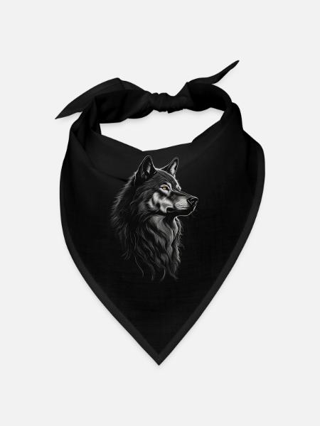 Wolf Portrait - Bandana - Schwarz